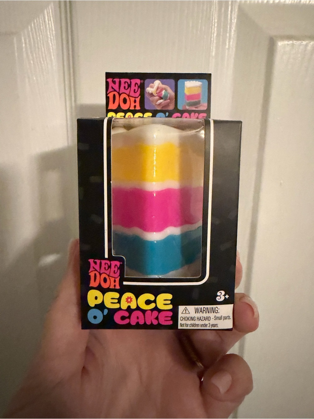 Nee Doh Peace O' Cake Rainbow Squeeze Toy - Yellow, Pink, Blue